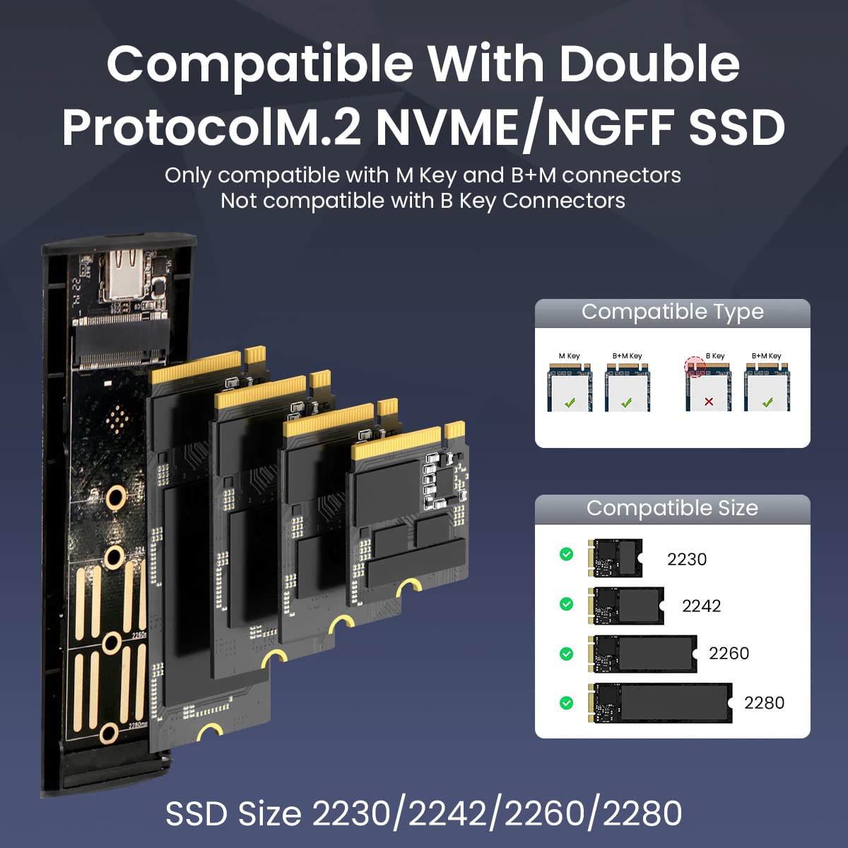 Verilux M.2 NVMe SATA SSD Enclosure SATA to USB HDD Enclosure with 2 in 1 USB Cable Tool-Free USB 3.2 Gen 2 10Gbps NVMe PCI M-Key/B+M Key, Aluminum External SSD Hard Drive Case Complies with UASP Verilux M.2 NVMe SATA SSD Enclosure SATA to USB HDD Enclosure with 2 in 1 USB Cable Tool-Free USB 3.2 Gen 2 10Gbps NVMe PCI M-Key/B+M Key, Aluminum External SSD Hard Drive Case Complies with UASP